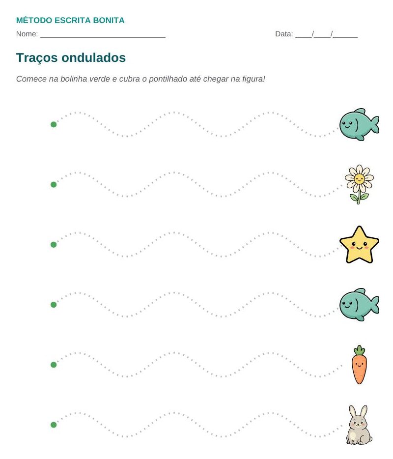 Caminhos pontilhados — caderno Coordenação Motora