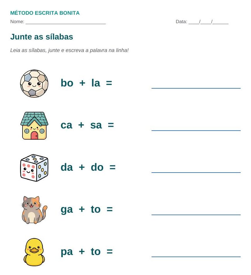 Escreva a palavra — caderno Formação de Palavras
